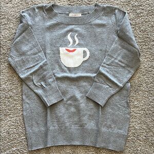 LOFT Gray Sweater with Coffee Cup Design